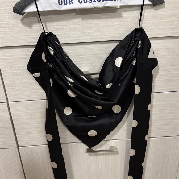 Reformation Black and White Polka Dot Strapless Jumpsuit - Picture 2 of 4